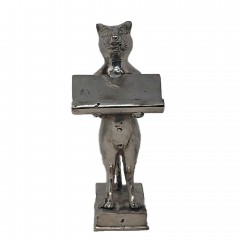 TRAY STATUE CAT CARDBRASS SILVER COLORED - BRONZE STATUES